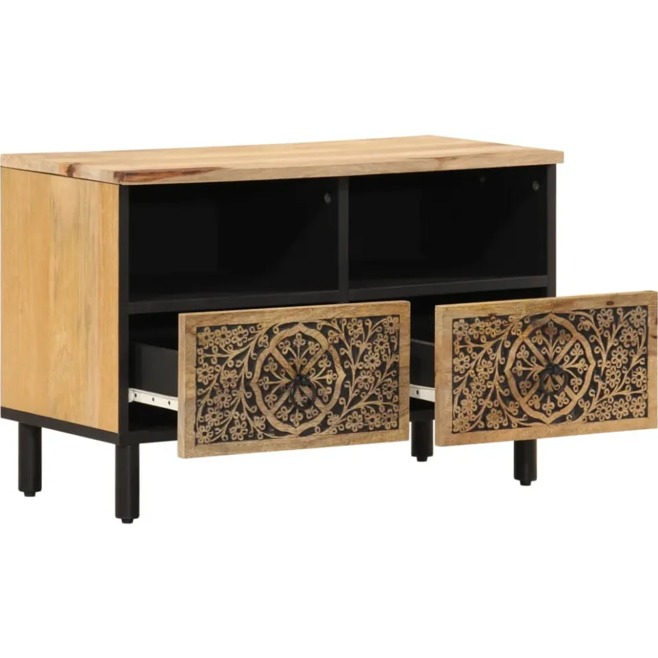vidaXL Tv-meubel 70x33x46 cm massief mangohout bruin, foto 4