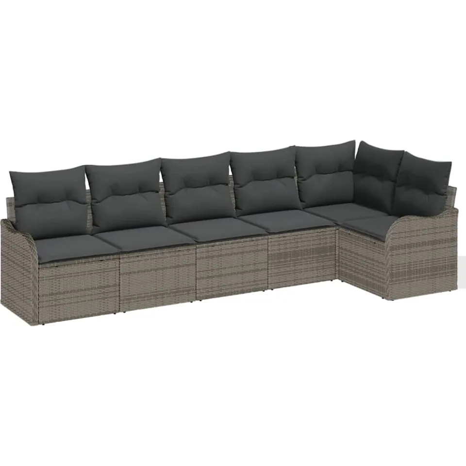 vidaXL Tuin Sofa Set 6 st Grijs poly rattan