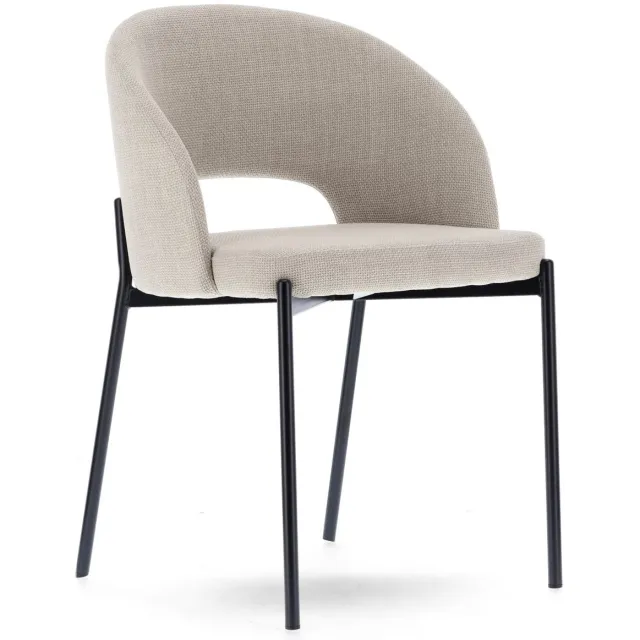 Timgro Eetkamerstoel - TOKE DC, Beige, black legs beige, zwart