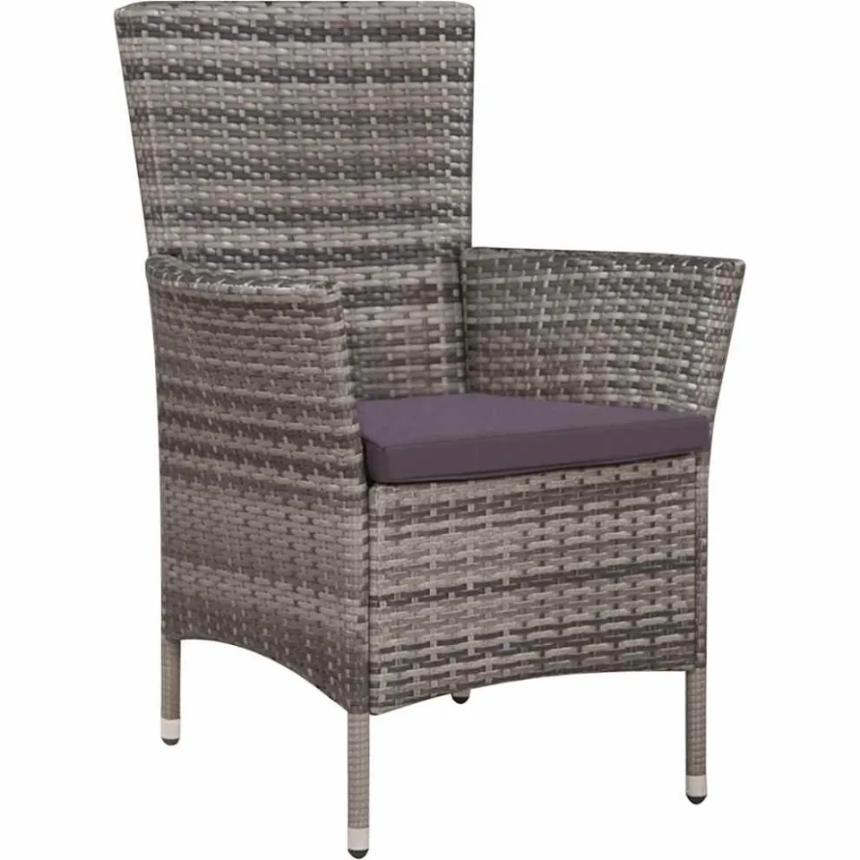 vidaXL 5-delige Tuinset met kussens poly rattan grijs