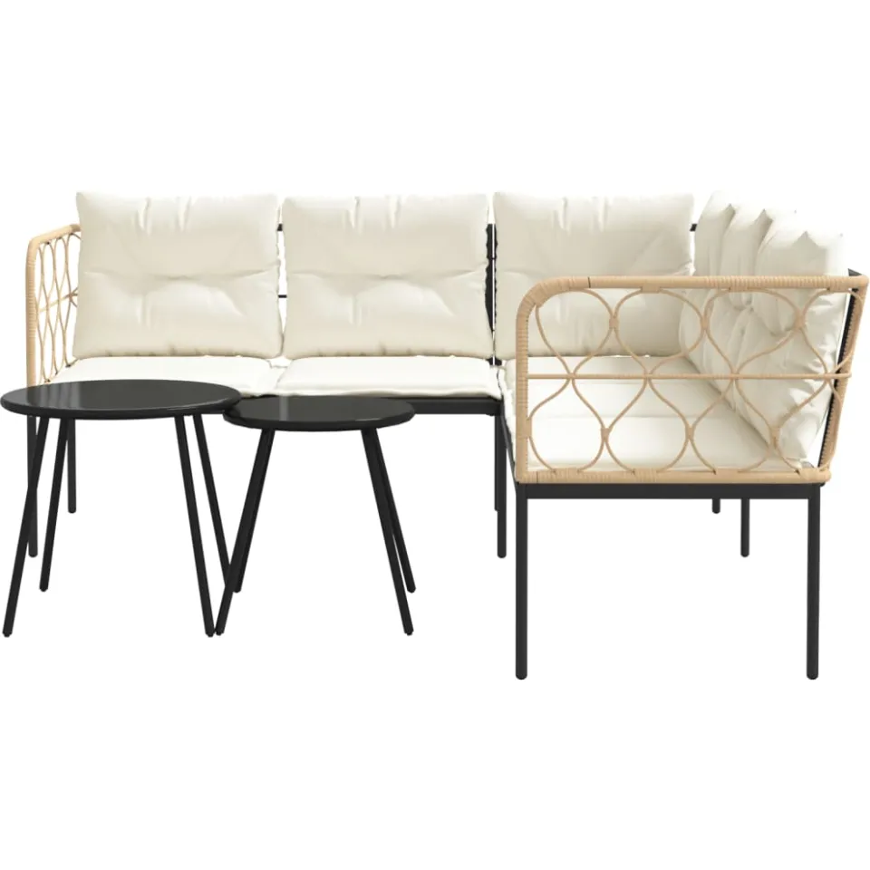 vidaXL Loungeset met kussens staal en textileen zwart, foto 4
