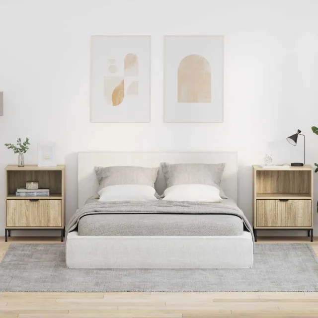 vidaXL Nachtkastje 2 st Sonoma eiken 49 x 36 x 61 cm Bewerkt hout Bruin