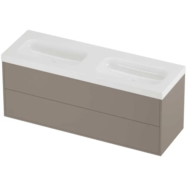Proline Haga Badmeubelset Polystone Mezza Dubbel 140x46x58 cm Glans Wit Clay Beige
