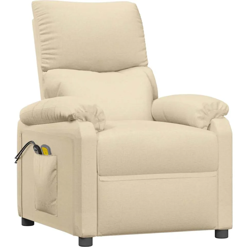 vidaXL Massagestoel elektrisch stof crèmekleurig