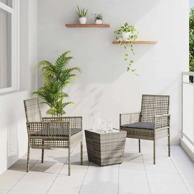 vidaXL Tuin Bistro Set 3 st Grijs poly rattan, foto 2