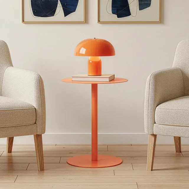 en.casa Bijzettafel Nastätten rond 50x40 cm oranje [en.casa]