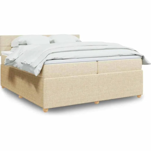 vidaXL Boxspring met matras stof crèmekleurig 200x200 cm