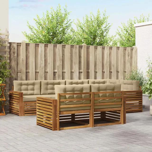 vidaXL Buiten bankenset 7 st 7-zits Natuurlijk en Beige