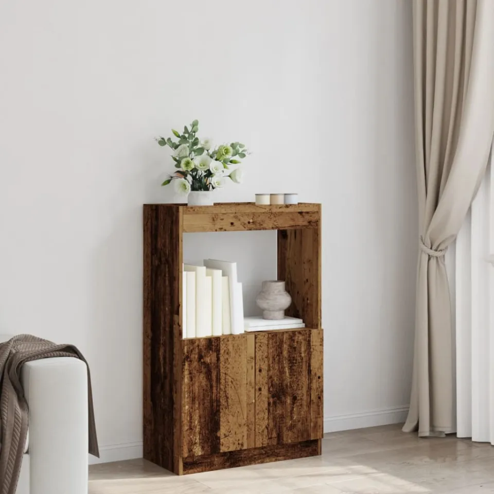 vidaXL Hoge kast 63x33x100 cm bewerkt hout oud houtkleurig bruin, foto 2