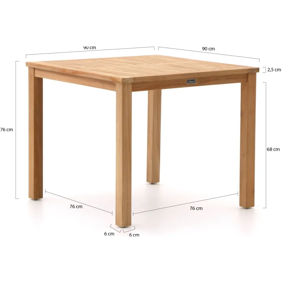 Sunyard Furniture Sunyard Liverpool 90cm dining tuinset 5-delig stapelbaar bruin, foto 3