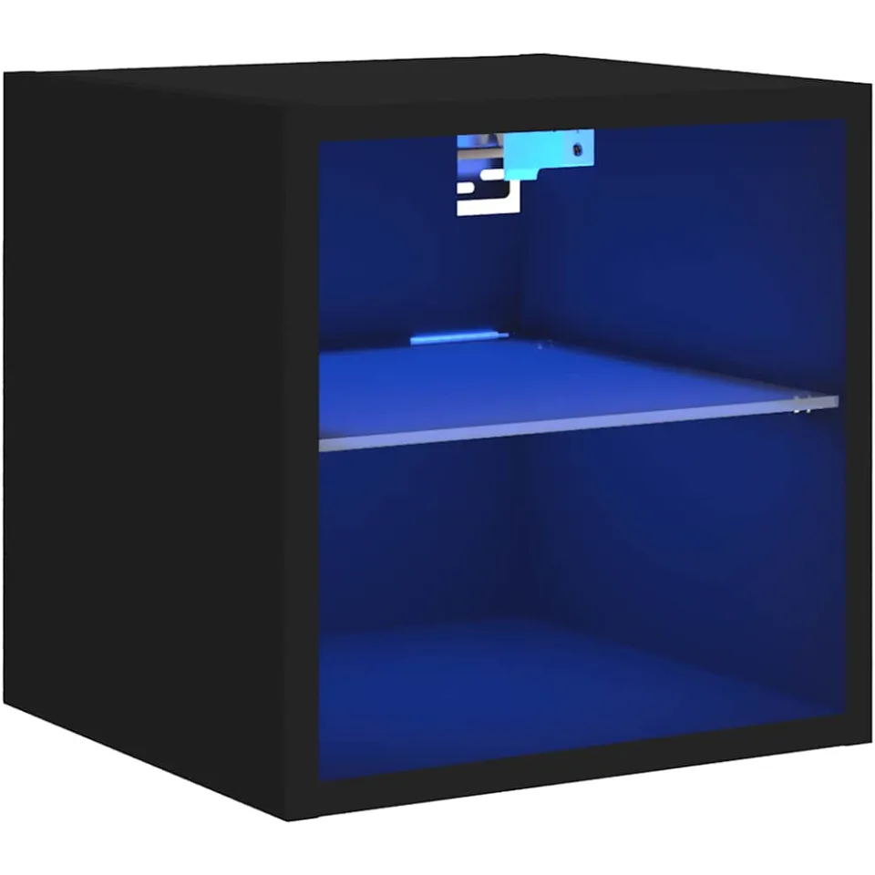 vidaXL Tv-wandmeubel met LED-verlichting 30x28,5x30 cm zwart
