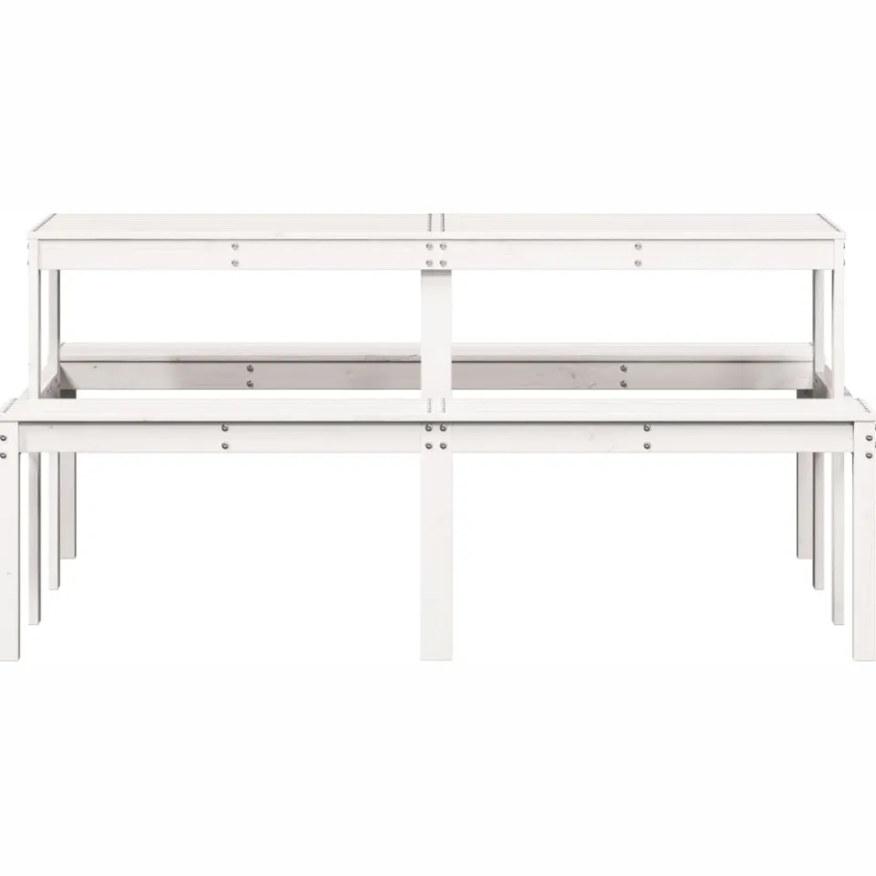vidaXL Picknicktafel 160x134x75 cm massief grenenhout wit