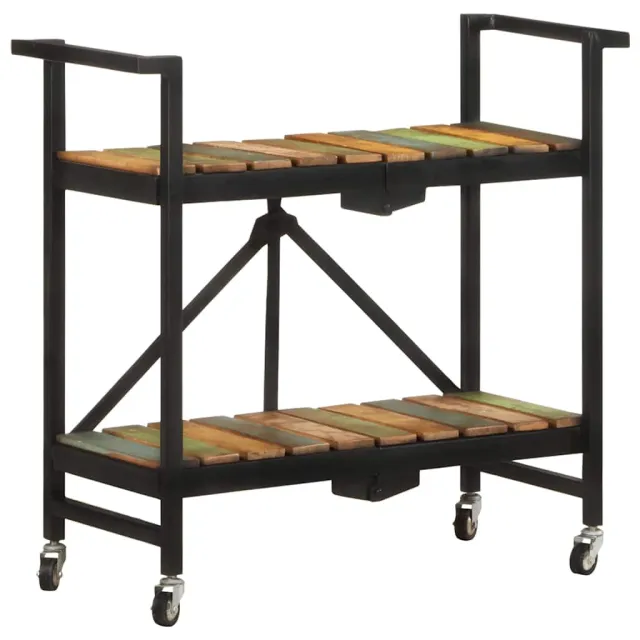 vidaXL Keukentrolley 87x36x81 cm massief gerecycled hout bruin, foto 2
