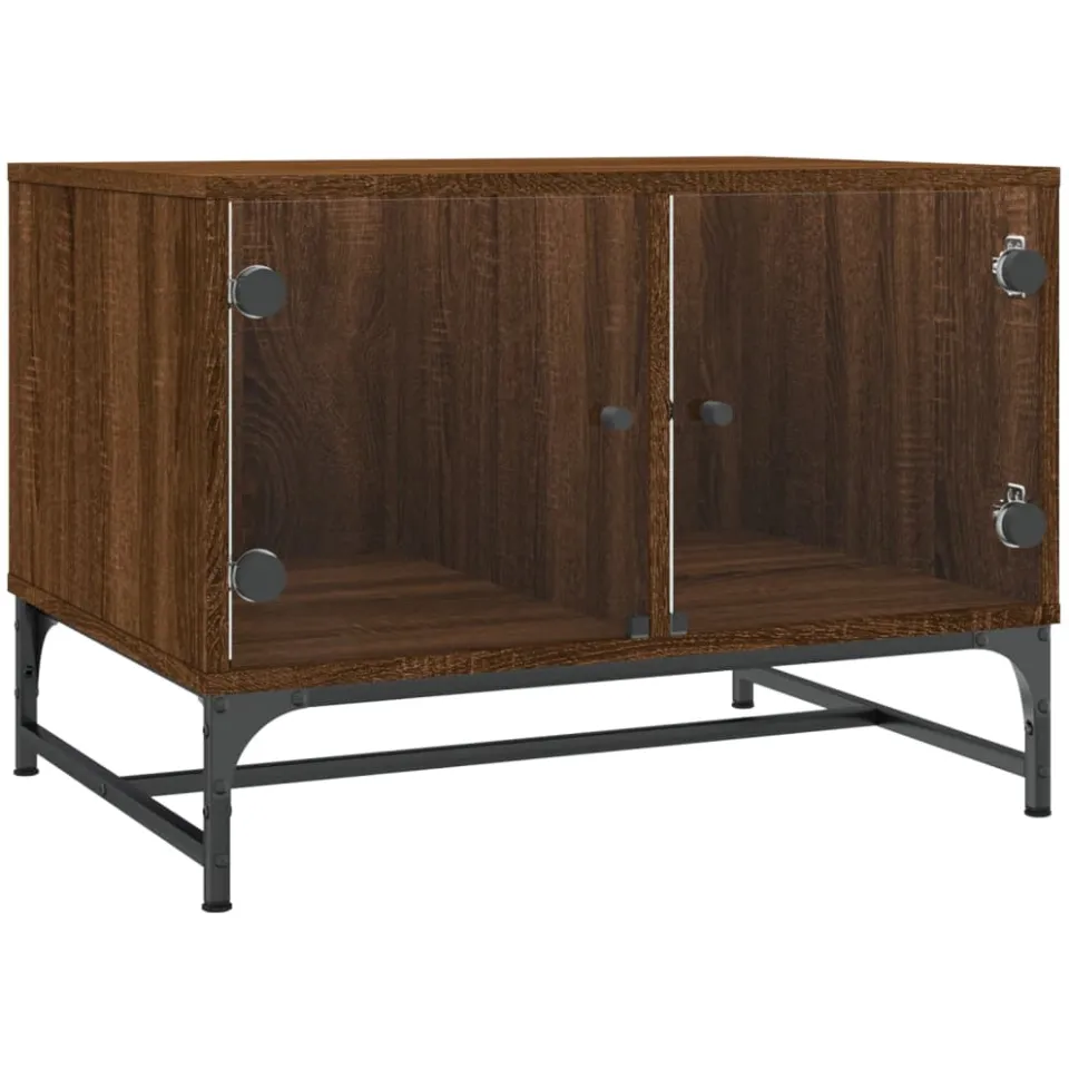 vidaXL Coffee Table Brown Oak Medium Engineered wood, glass, steel Bruin