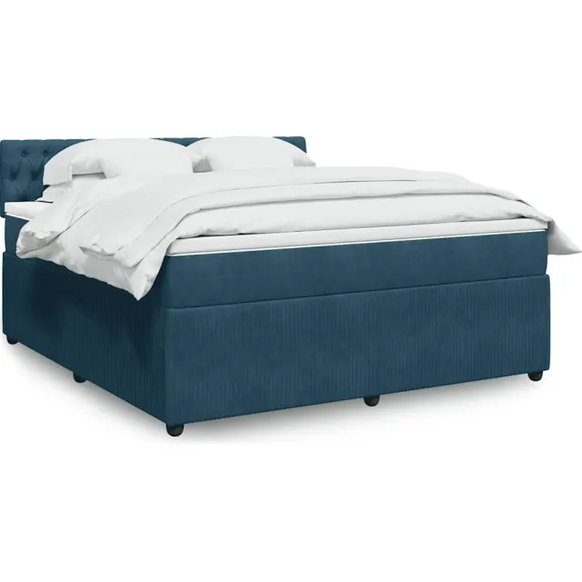vidaXL Boxspring met matras fluweel blauw 180x200 cm