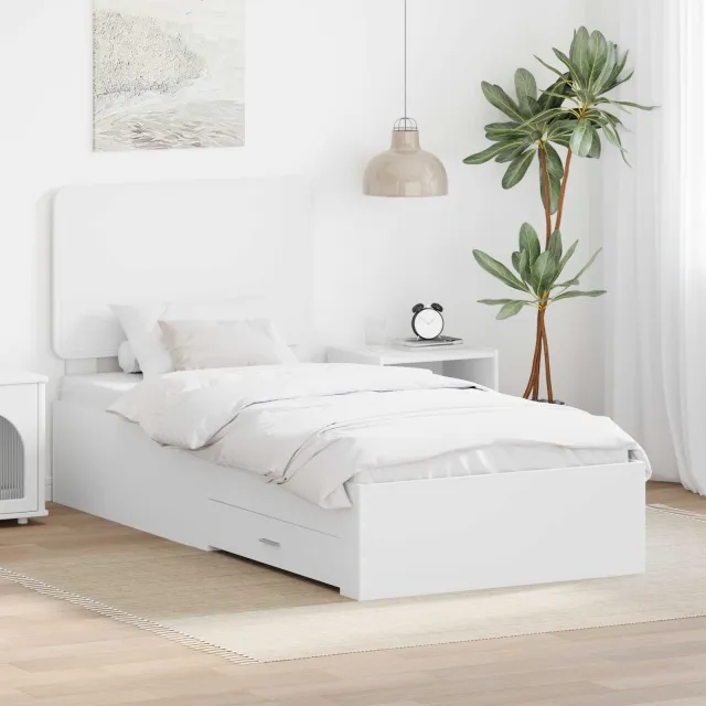 vidaXL Bedframe met lade met hoofdeinde Wit 90 x 190 cm Bewerkt hout