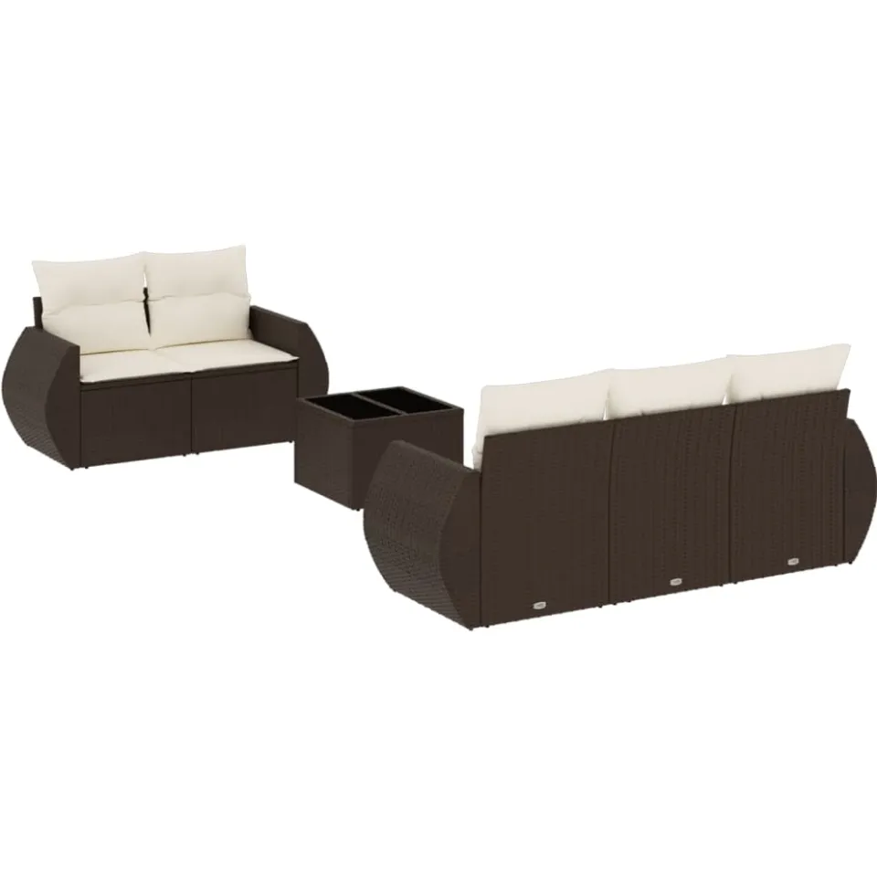 vidaXL 6-delige Loungeset met kussens poly rattan bruin, foto 3