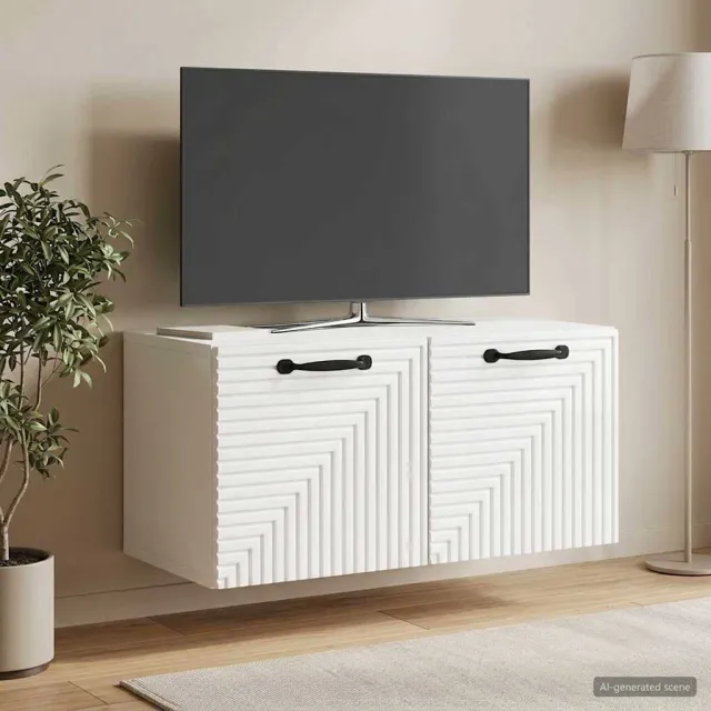 vidaXL Wandbeugel TV-kast Hoogglans Wit 59,5 x 31 x 30 cm Bewerkt hout, foto 2