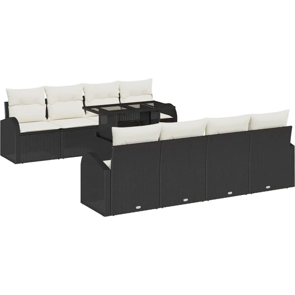 vidaXL Tuin Sofa Set 9 st Zwart poly rattan