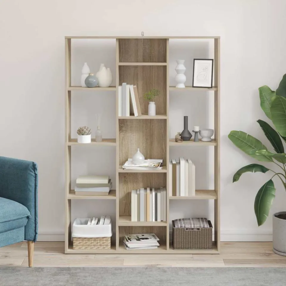 vidaXL Kamerscherm/boekenkast 100x24x140 cm bewerkt hout eikenkleurig, foto 3