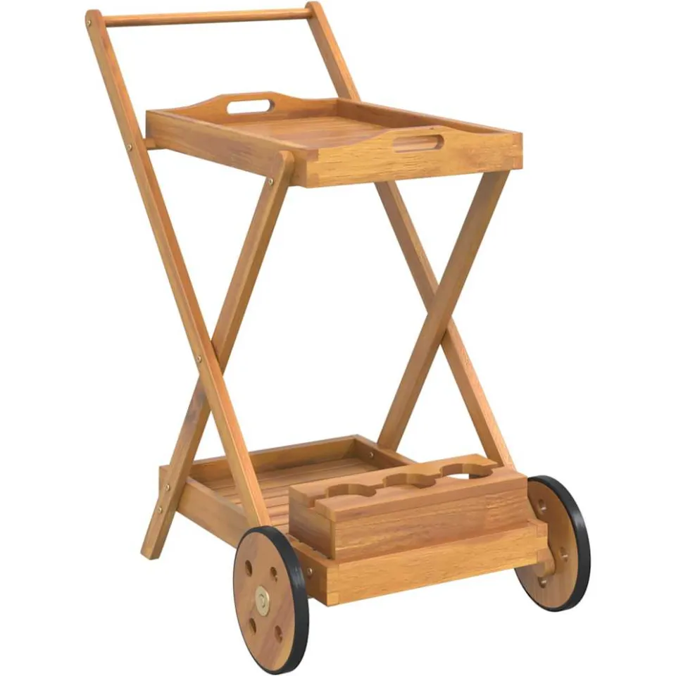 vidaXL Serveerwagen 54x87x90 cm massief acaciahout bruin, foto 3