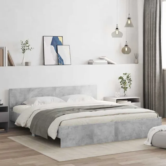 vidaXL Bedframe met hoofdeinde betongrijs 160x200 cm