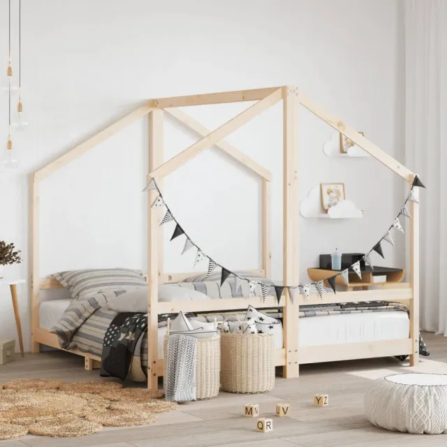 vidaXL Kinderbedframe 2x(80x160) cm massief grenenhout Bruin