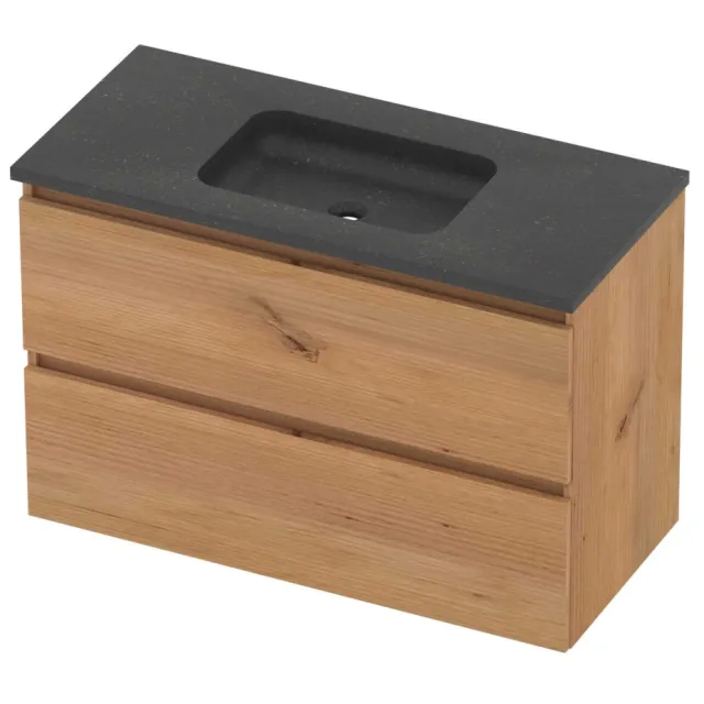 Basic-Line Rocky 46 Badmeubelset Hardsteen 100x46x62 cm Whisky Oak Blue Stone Grijs