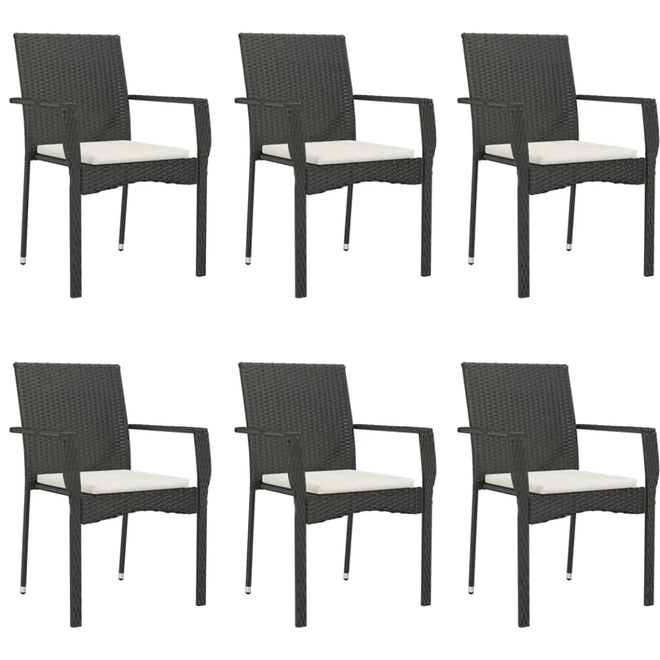 vidaXL 7-delige Tuinset met kussens poly rattan zwart, foto 3