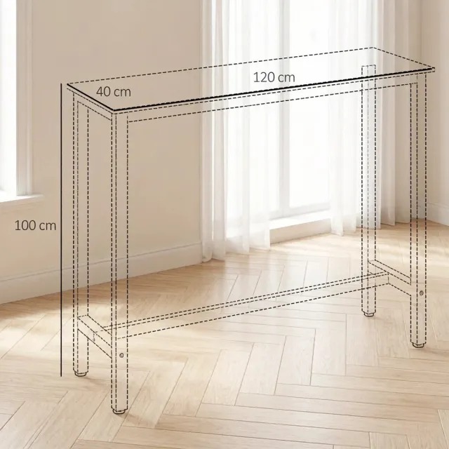 DESMIU Bartafel - Modern Design Met Marmerlook En Stalen Frame - Voor Keuken En Woonkamer - Spaanplaat En Staal - 120x40x100 Cm - Zwart Wit