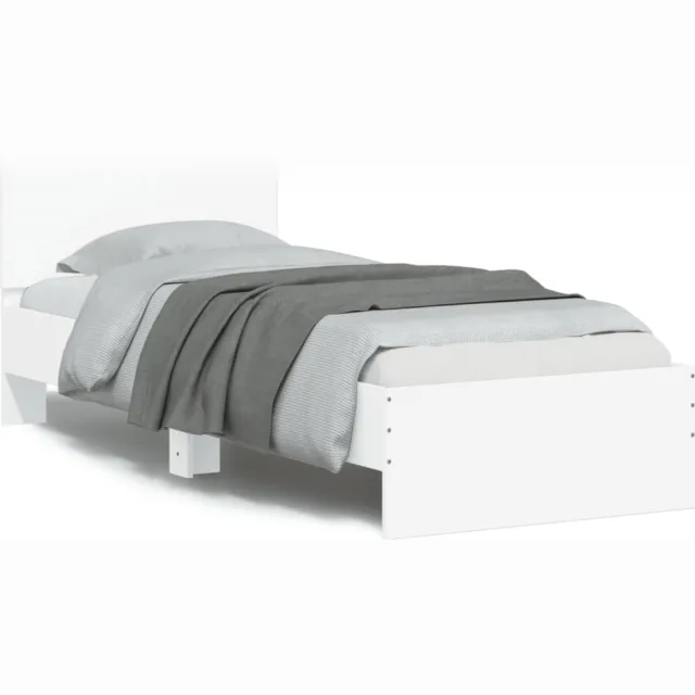 vidaXL Bedframe met hoofdbord en LED-verlichting wit 75x190 cm