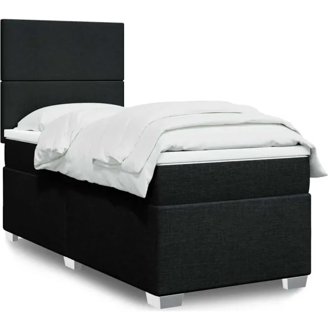 vidaXL Boxspring met matras stof zwart 80x200 cm