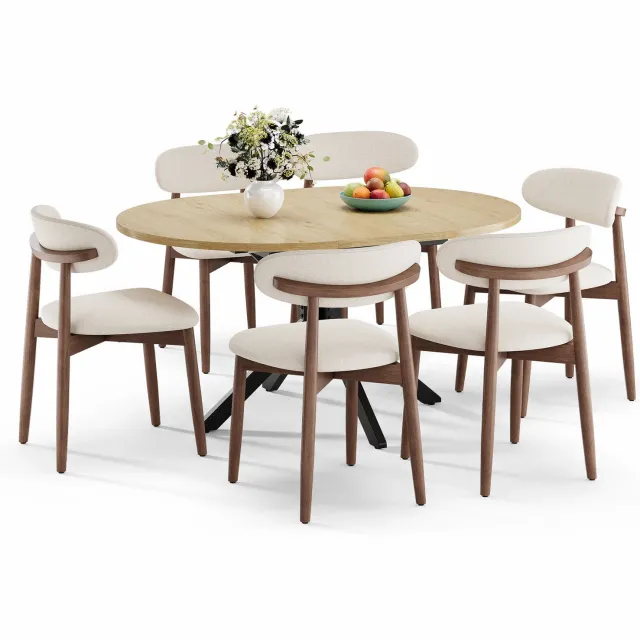 COLAMY Uitschuifbare Eettafel voor 6 Personen – Metalen Poten – Soepele Uitschuifbare Glijrail – Tafelblad 110-150 cm – Licht Naturel