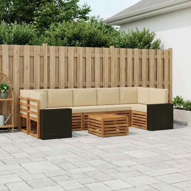 vidaXL Buiten bankenset 8 st 7-zits Natuurlijk en Beige