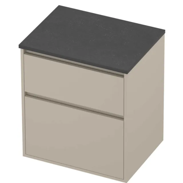 Proline Deck Badmeubelset Hardsteen Greeploos Asymmetrisch Kader 60x46x67 cm Blue Stone Soft Linen Beige
