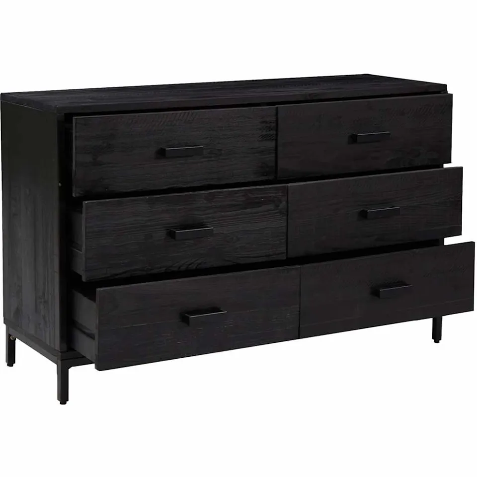 vidaXL Dressoir 110x35x70 cm massief grenenhout zwart, foto 4