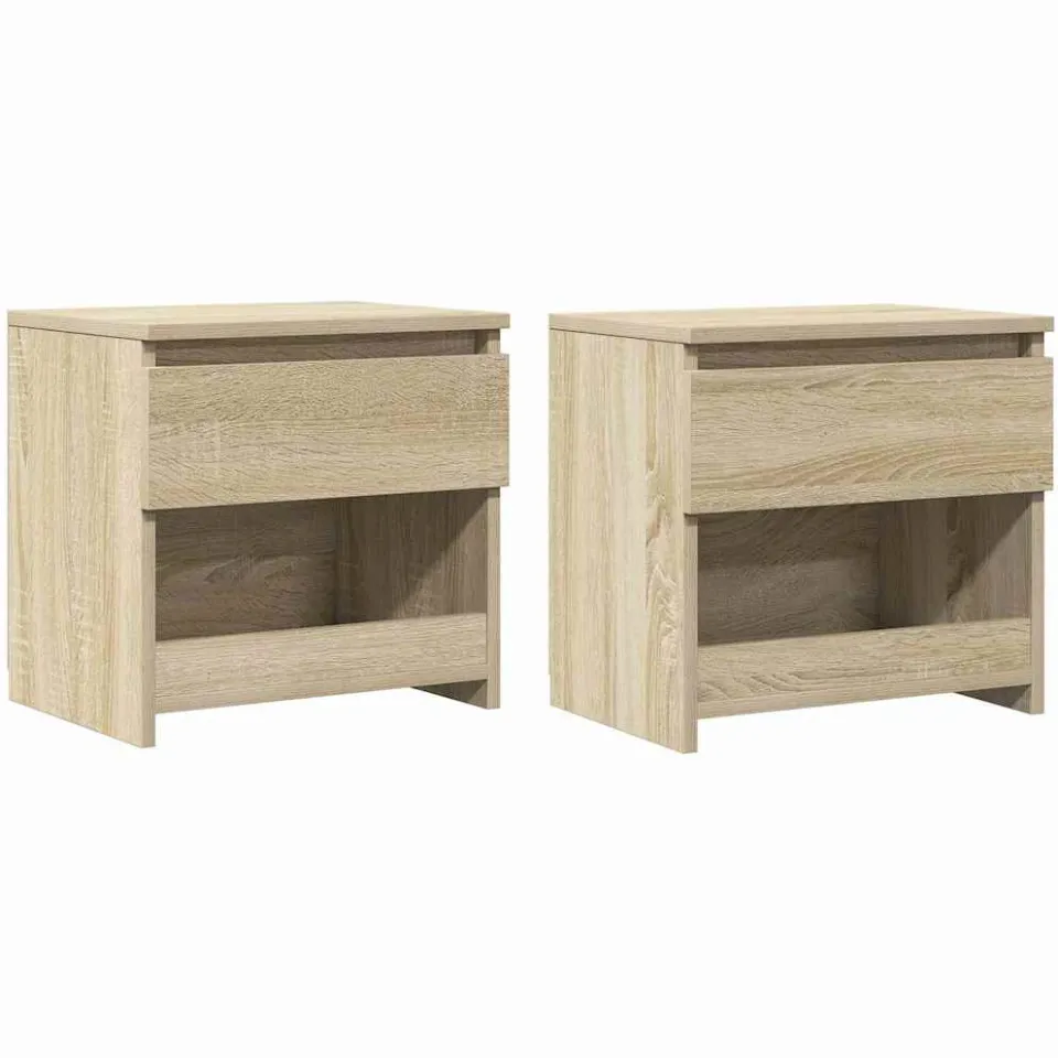 vidaXL Nachtkastjes 2 st 40x30x39 cm bewerkt hout sonoma eikenkleurig Bruin