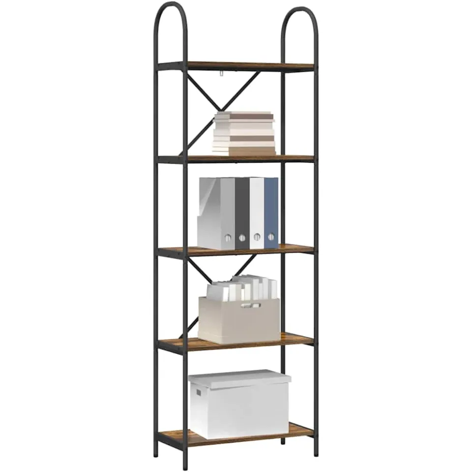 vidaXL Boekenkast 5-laags 60 x 30 x 183 cm Bewerkt hout Gerookt eiken, foto 3