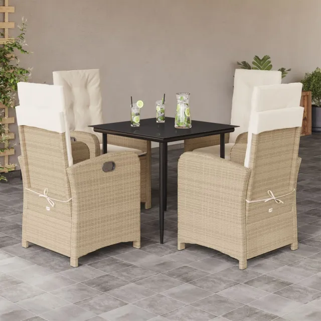 vidaXL 5-delige Tuinset met kussens poly rattan beige, foto 2