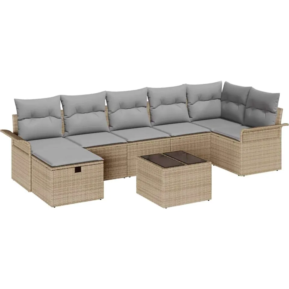 vidaXL Tuin Sofa Set 8 st Poly riet Bruin