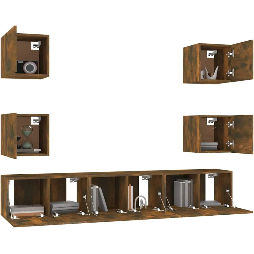 vidaXL 7-delige Tv-meubelset bewerkt hout gerookt eikenkleurig, foto 3