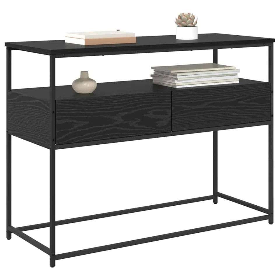 vidaXL Wandtafel Zwart Eiken 100 x 40 x 75 cm Bewerkt hout