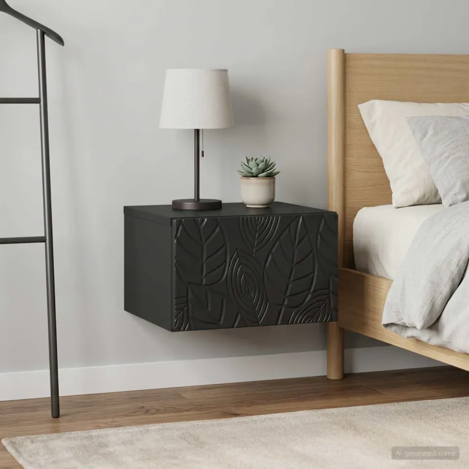 vidaXL Wandmontage Zijtafel 2 st Zwart 34,5 x 33 x 20 cm Bewerkt hout, foto 3