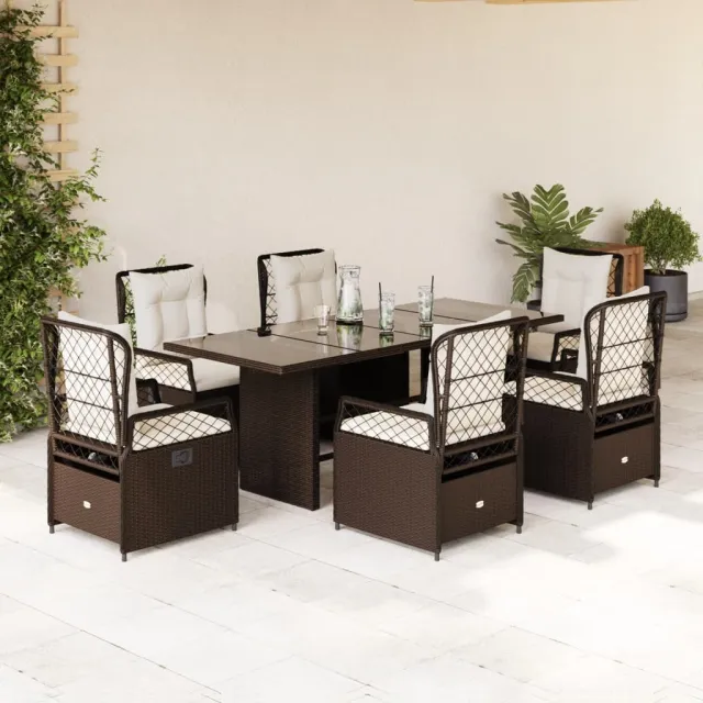 vidaXL 7-delige Tuinset met kussens poly rattan bruin, foto 2