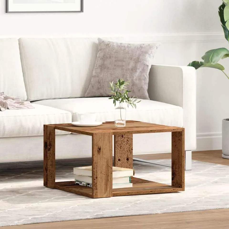 vidaXL Salontafel Oud Hout 51,5 x 51,5 x 30 cm Bewerkt hout bruin, foto 4