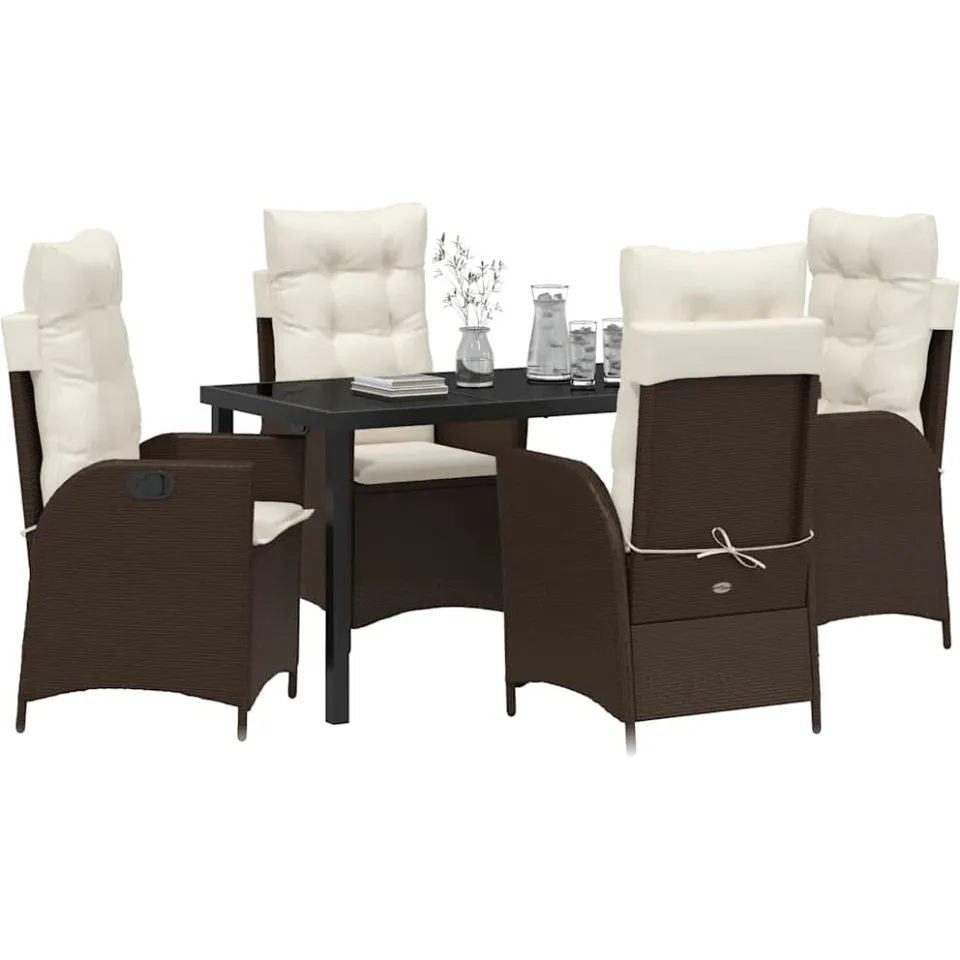 vidaXL Tuin eettafelset 5 st Bruin poly rattan