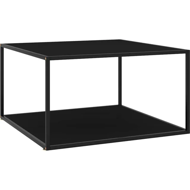 vidaXL Salontafel met zwart glas 90x90x50 cm zwart, foto 2