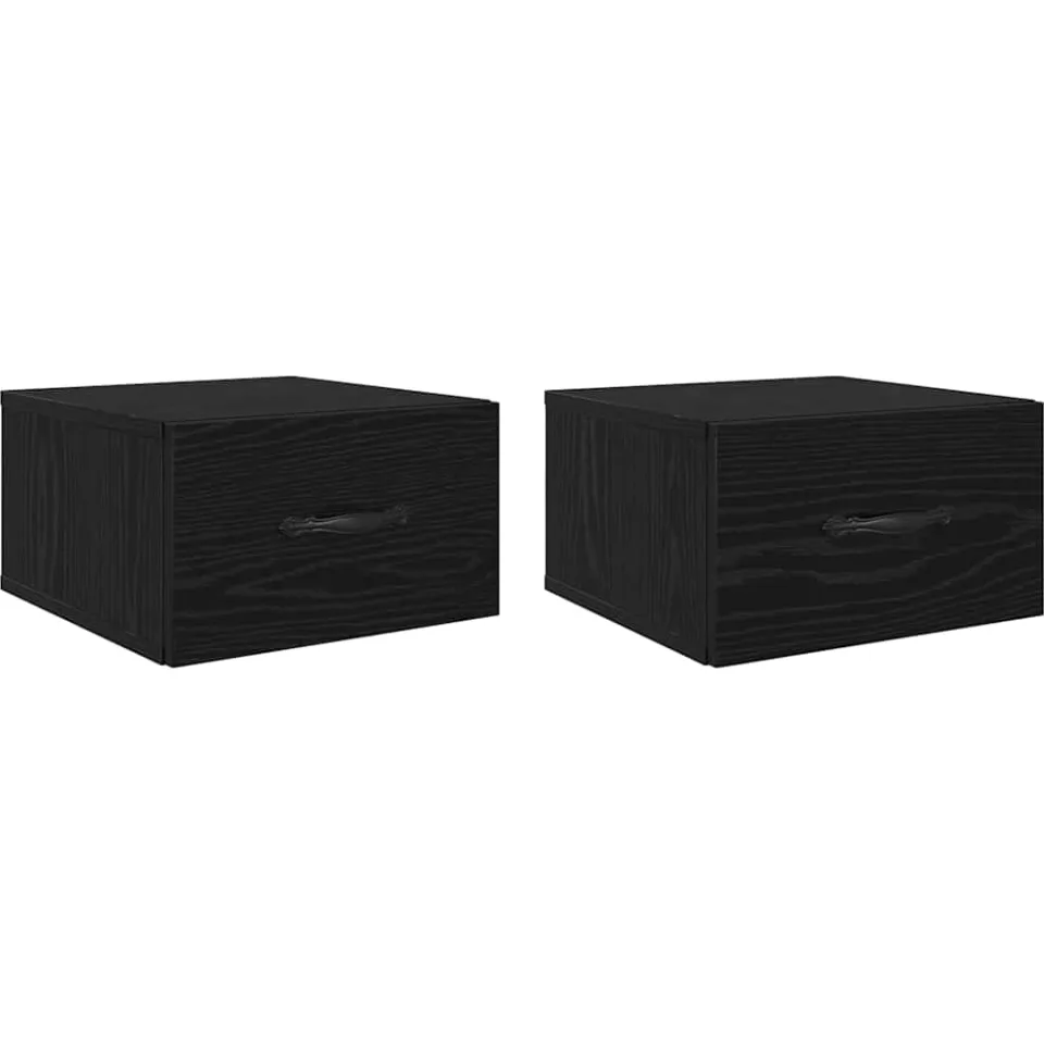 vidaXL Nachtkastje 2 st Zwart eiken 35 x 35 x 20 cm Bewerkt hout, foto 3