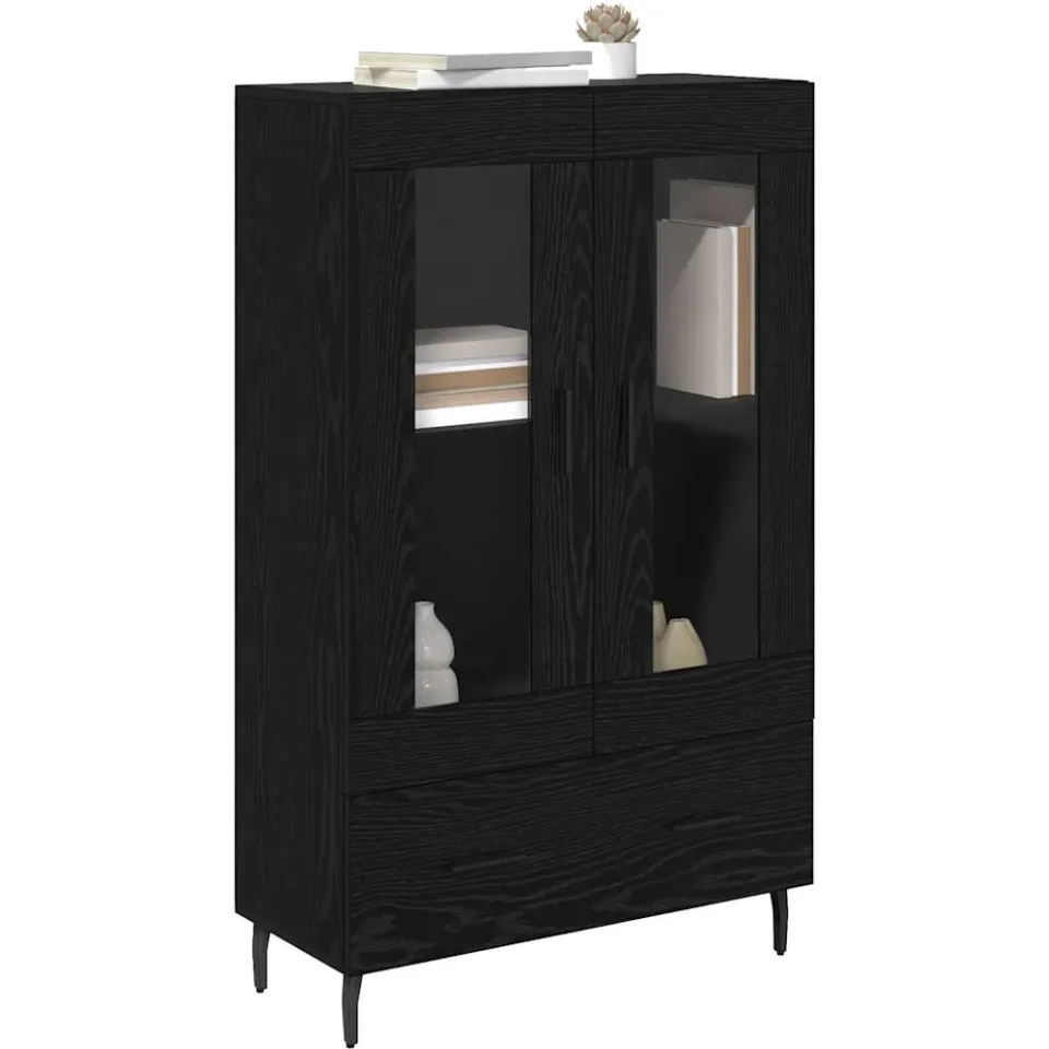 vidaXL Highboard Zwart Eiken 69,5 x 31 x 115 cm Bewerkt hout
