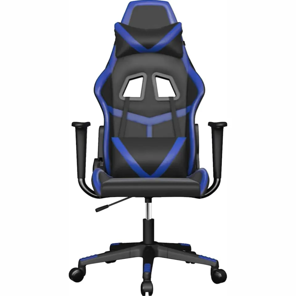 vidaXL Gamestoel kunstleer zwart en blauw